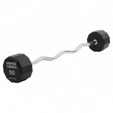 Штанга нерозбірна з фіксованою вагою вигнута PEV HAMMER STRENGHT TA-9978-50 50кг чорний