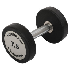 Гантель цільна професійна з поліуретановим покриттям TECHNOGYM TG-1834-7_5 1шт 7,5кг чорний-сірий