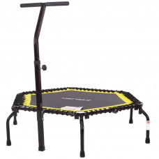 Фітнес батут для джампінгу складаний шестикутний з ручкою TX-3651-55 ø140см чорний-салатовий