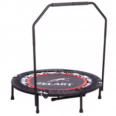 Фітнес батут для джампінгу складаний круглий з ручкою Zelart TX-6388B-40 ø101см чорний-червоний