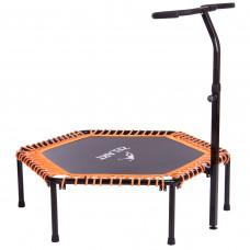 Фітнес батут для джампінгу шестикутний з ручкою TX-B6919-50 ø127см чорний-помаранчевий