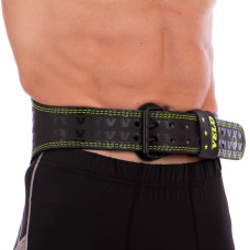 Пояс атлетичний шкіряний VELO VL-8180 спинка-15см розмір-M-XXL чорний-салатовий