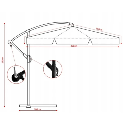 Парасолька садова Di Volio EMPOLI 300см сіра